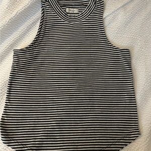 Madewell Mockneck Shirttail Black and White Striped Muscle Tee
